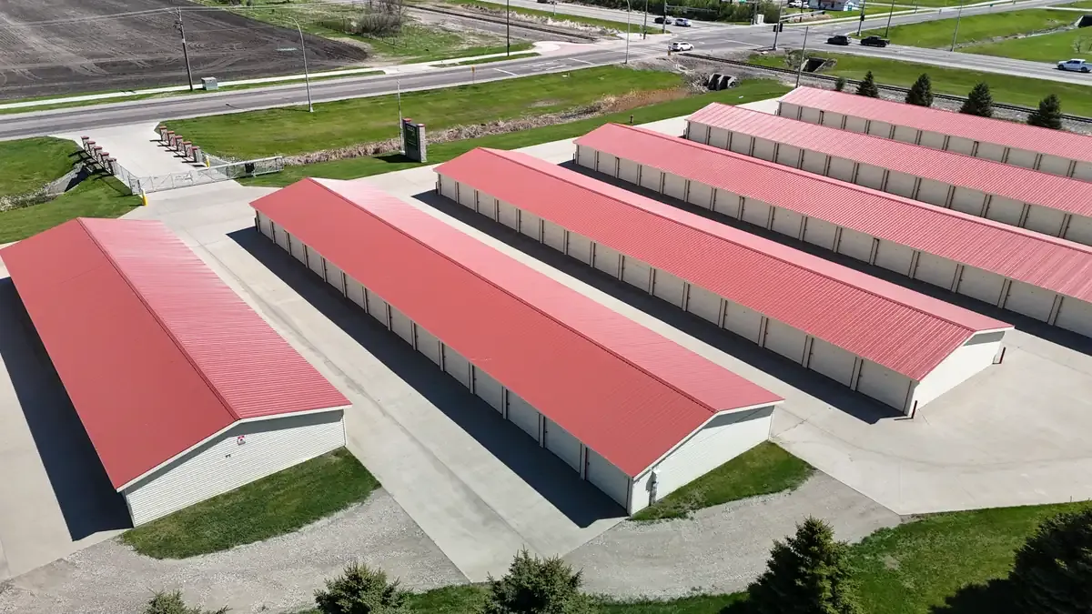 Aerial view of facility with drive up units